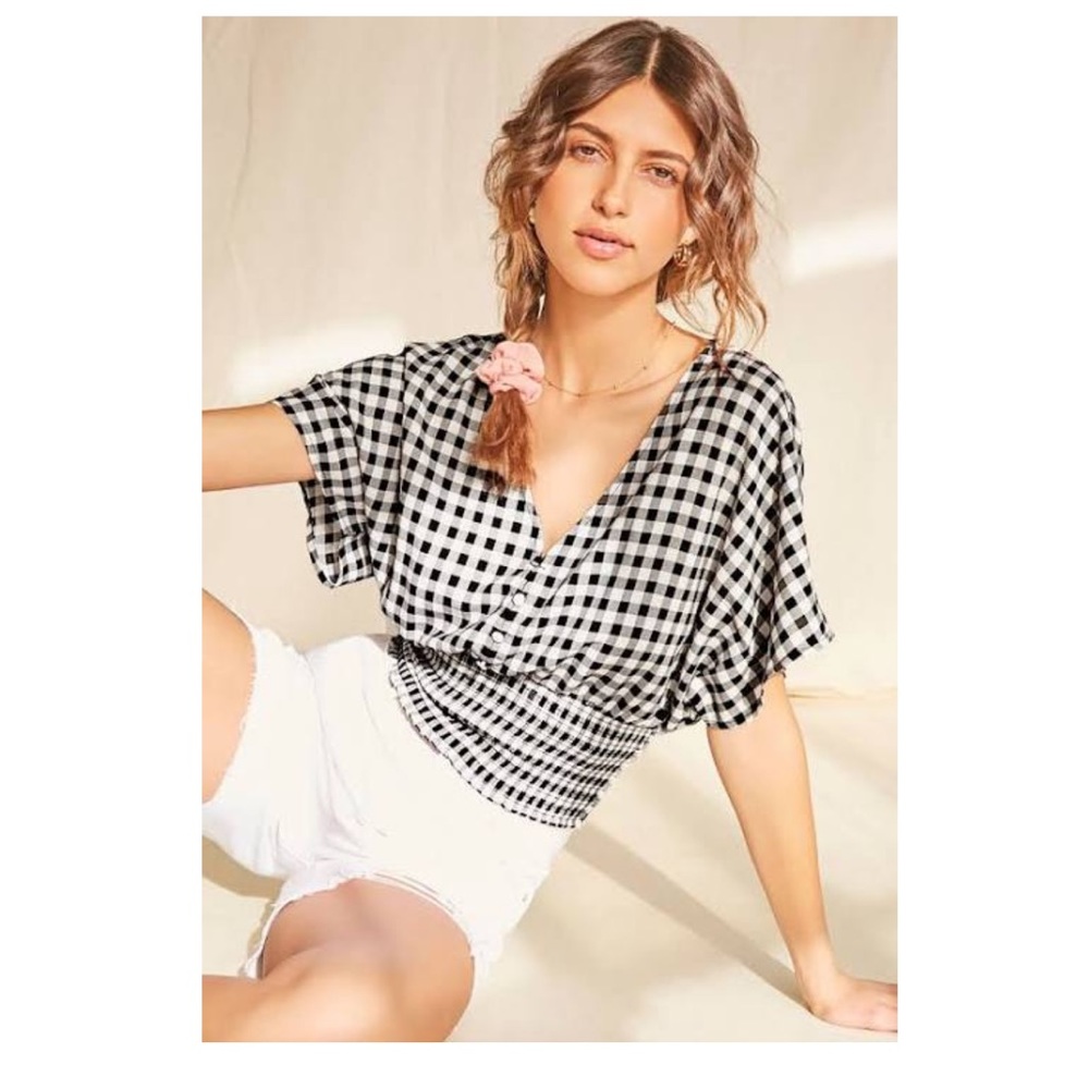 Checkered. Black and white top